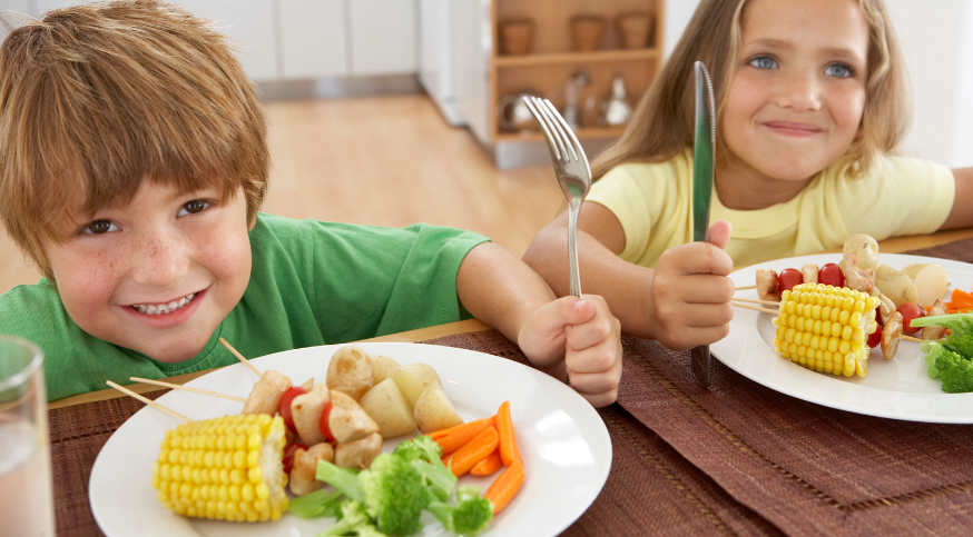 children excited with their meals